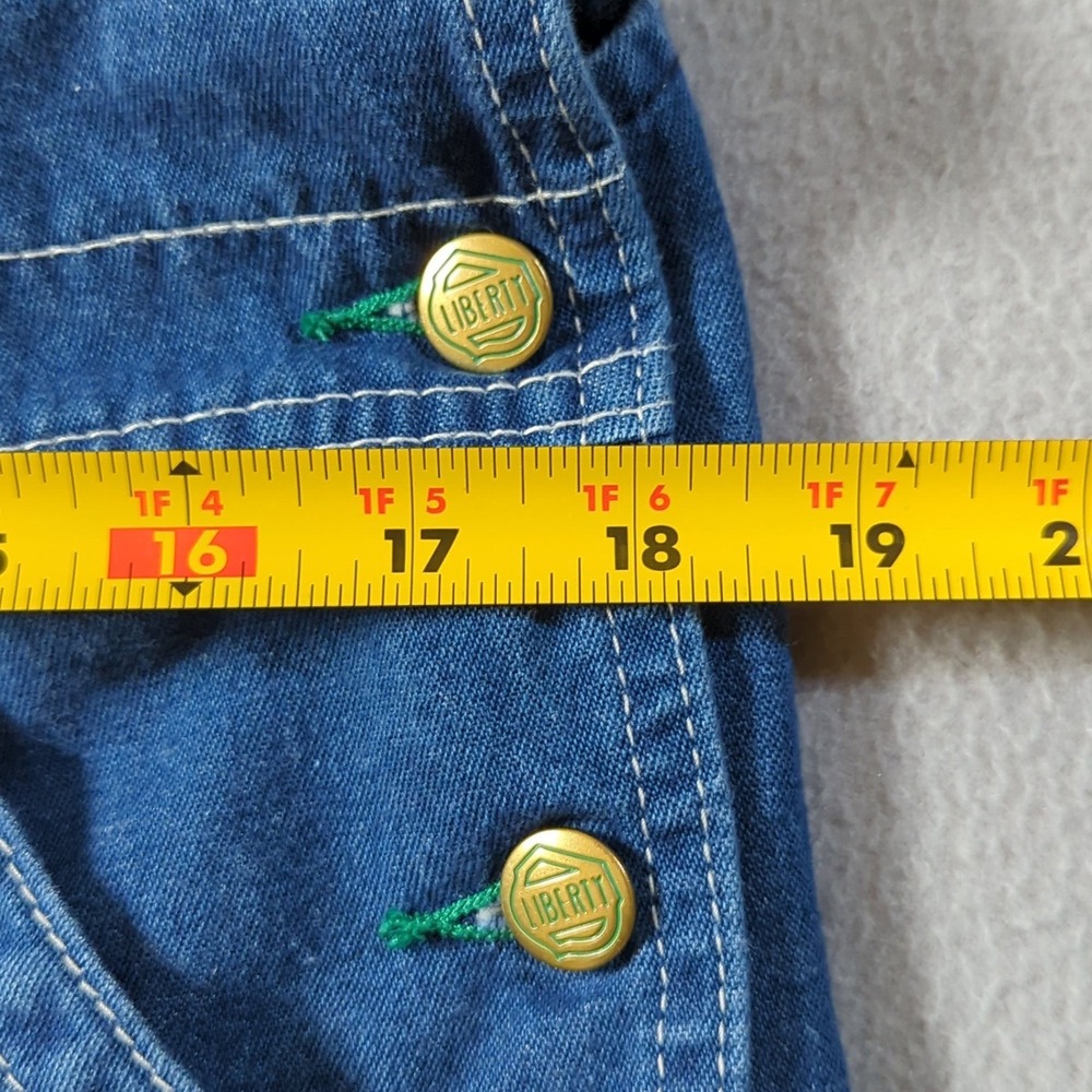 Liberty Denim Bib Overalls Mens 34x30 Blue Green Zip Pocket Workwear Utility - Picture 7 of 9